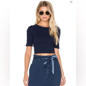 AG Jeans Capsule Acute Cotton Ribbed Tee in Indigo | Size XS